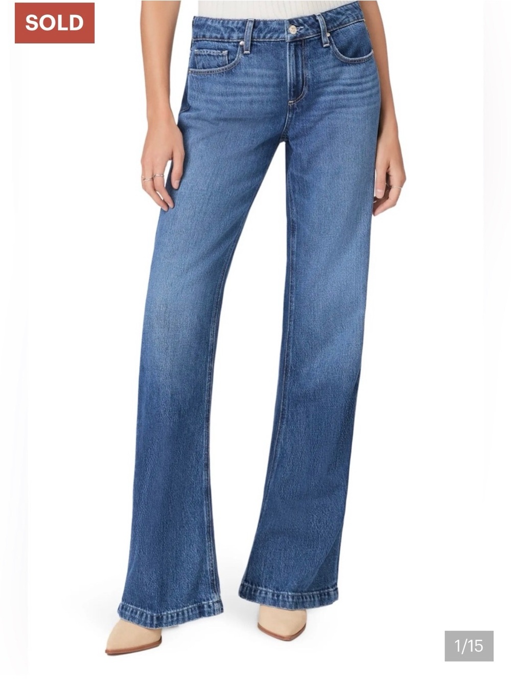 Paige Denim Sonja Low Rise Wide Leg Jeans In Juke Blue Women’s Size 27 X 32